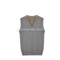 Boy&#39;s Knitted Contrast Stripe V-Neck School Vest